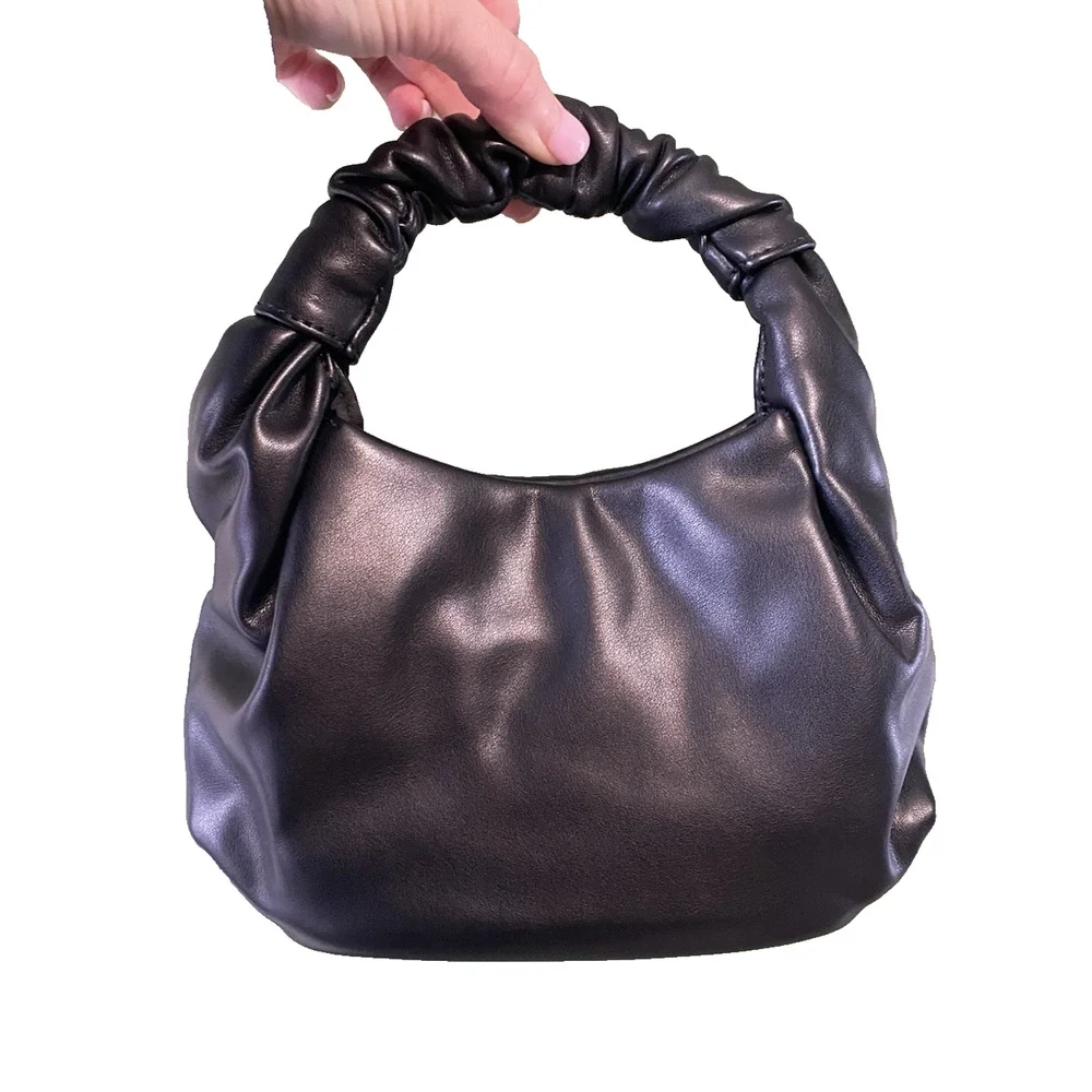 Hobo Pocketbook NEW Black Faux Leather Soft Top Handle Going Out Purse Tote Bag